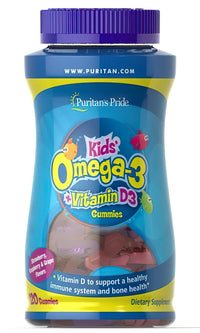 Thumbnail for Puritan's Pride Children's Omega 3, DHA & D3 120 Gummies.