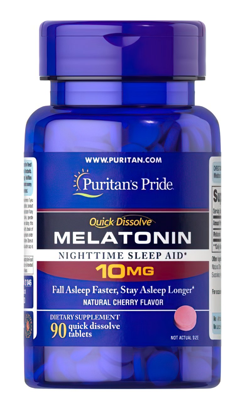 Puritan's Pride Melatonin 10 mg 90 Quick Dissolve Tablets Cherry Flavor.
