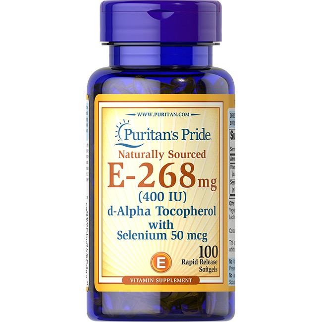 Vitamin E (d-Alpha Tocopherol) 400 IU & Selenium 50 mcg 100 Rapid Release Softgels