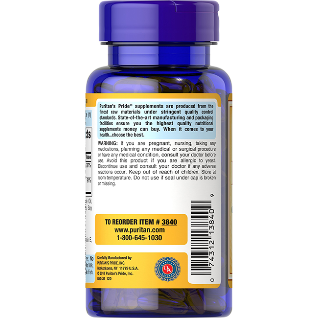 Vitamin E (d-Alpha Tocopherol) 400 IU & Selenium 50 mcg 100 Rapid Release Softgels