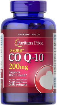 Thumbnail for Puritan's Pride Coenzyme Q10 - 200 mg 240 Rapid Release Softgels Q-SORB capsules.