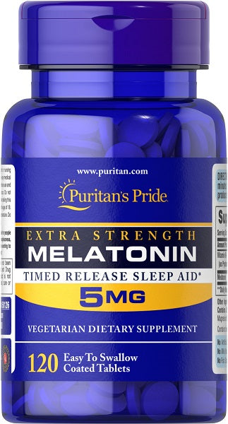 Puritan's Pride Melatonin 5 mg with B-6 120 Tablets Timed Release.
