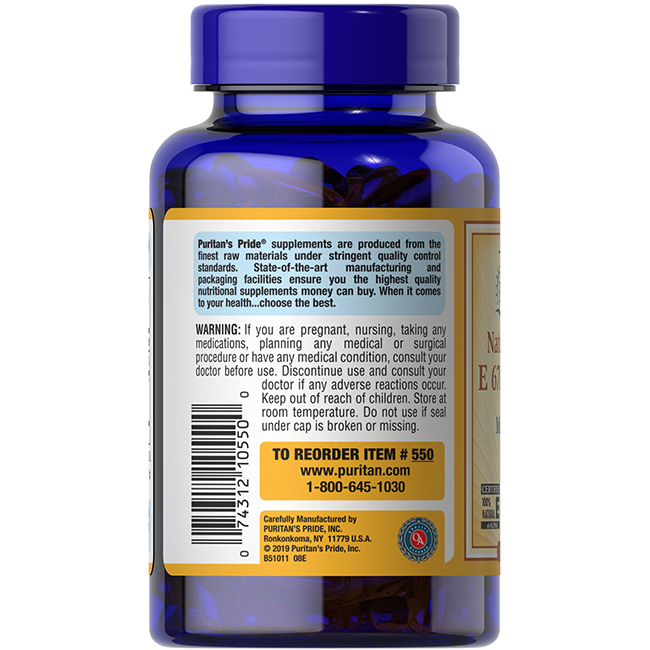 Naturally Sourced Vitamin E-1000 IU Mixed Tocopherols 100 Softgels