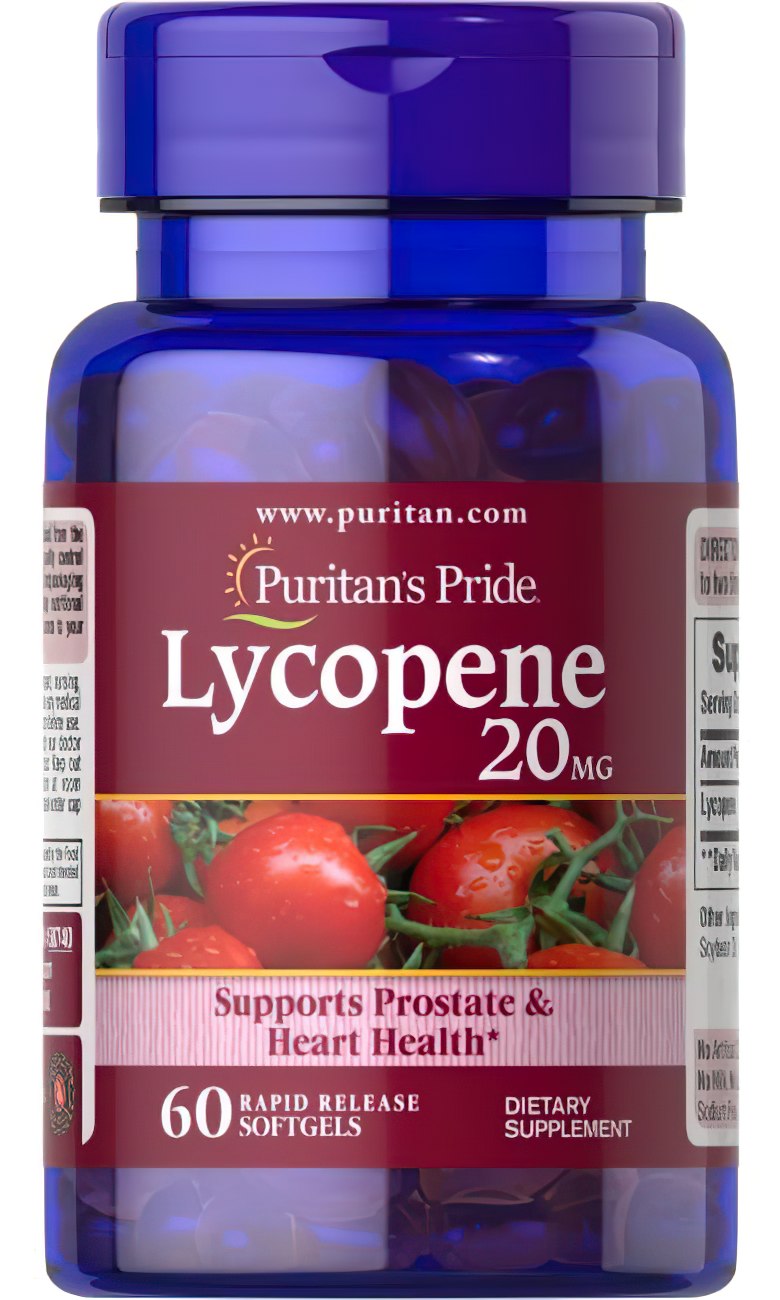 Puritan's Pride Lycopene 20 mg 60 Rapid Release Softgels.