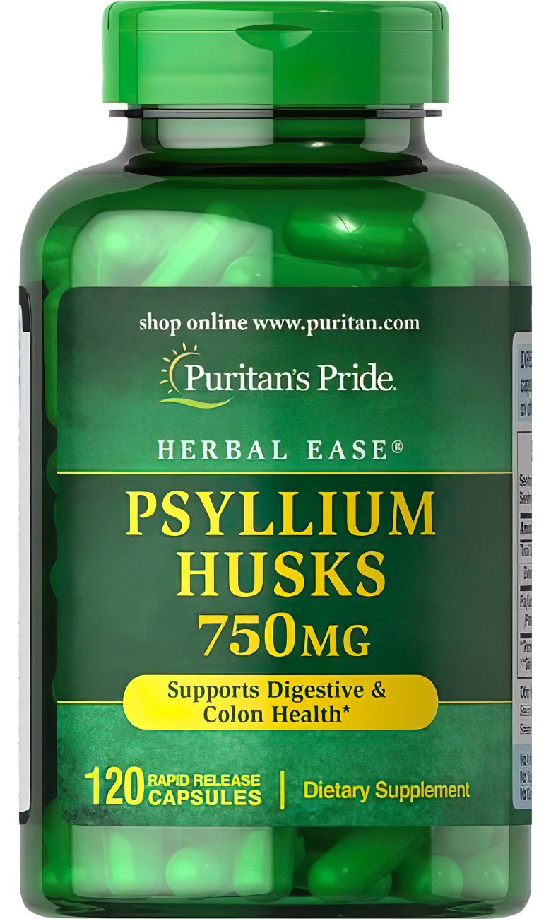 Puritan's Pride Psyllium Husks 750 mg 120 Rapid Release Capsules - a powerful detoxifier for the digestive system.