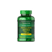 Thumbnail for A natural detoxifier for the digestive system, this bottle of Puritan's Pride Psyllium Husks 750 mg 120 Rapid Release Capsules contains premium psyllium husks.