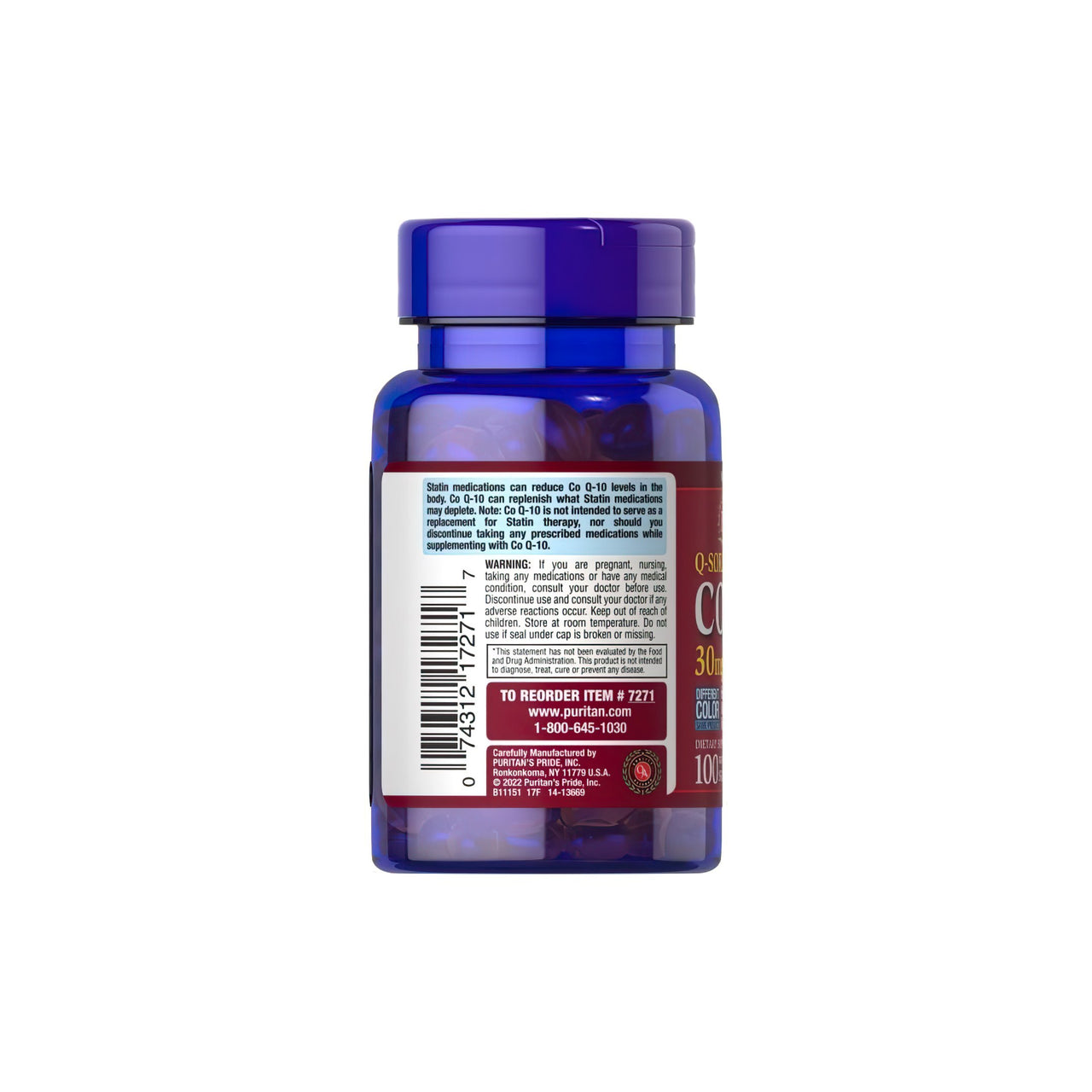 Q-SORB™ Co Q-10 30 mg 100 rapid release softgels - back