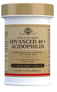 Thumbnail for A jar of Solgar's Advanced 40+ Acidophilus 60 Vegetable Capsules.