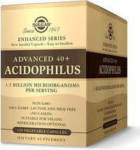 Thumbnail for A box of Solgar Advanced 40+ Acidophilus 120 Vegetable Capsules.