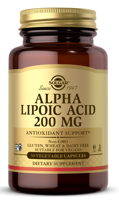 Solgar Alpha Lipoic Acid 200 mg 50 Vegetable Capsules.