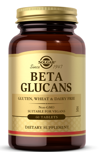 A bottle of Solgar Beta Glucans, a dietary supplement.