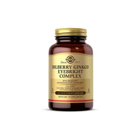 Thumbnail for A dietary supplement bottle of Bilberry Ginkgo Eyebright Complex Plus Lutein from Solgar.