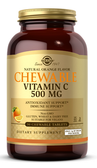 Thumbnail for Solgar Chewable Vitamin C 500 mg tablets orange flavor.