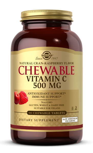 Vitamin C 500 mg chewable tablets cran rasberry flavor - front 2