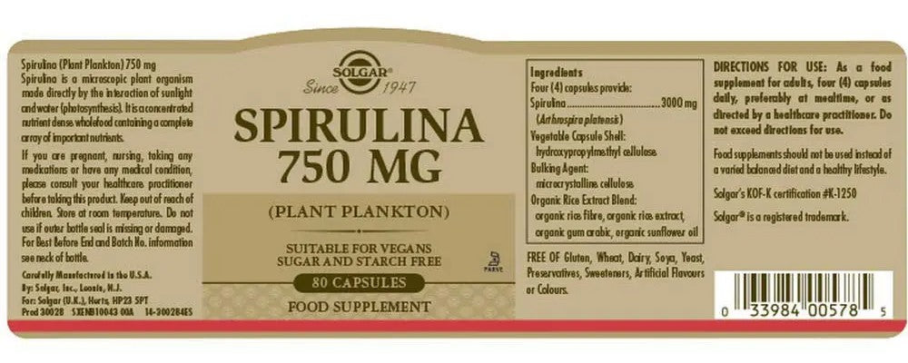 Spirulina 750 mg 80 Capsules