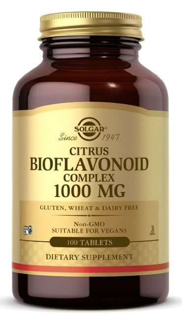 A bottle of Solgar Citrus Bioflavonoid Complex 1000 mg Tablets.