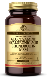 Thumbnail for A bottle of Solgar Glucosamine, hyaluronic acid, chondroitin & MSM 120 tabs.