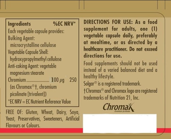 Picolinato de Crómio 100 mcg 90 Comprimidos
