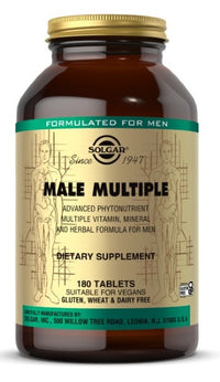 Thumbnail for A bottle of Solgar Male Multiple Multivitamins & Minerals for Men 180 Tablets.