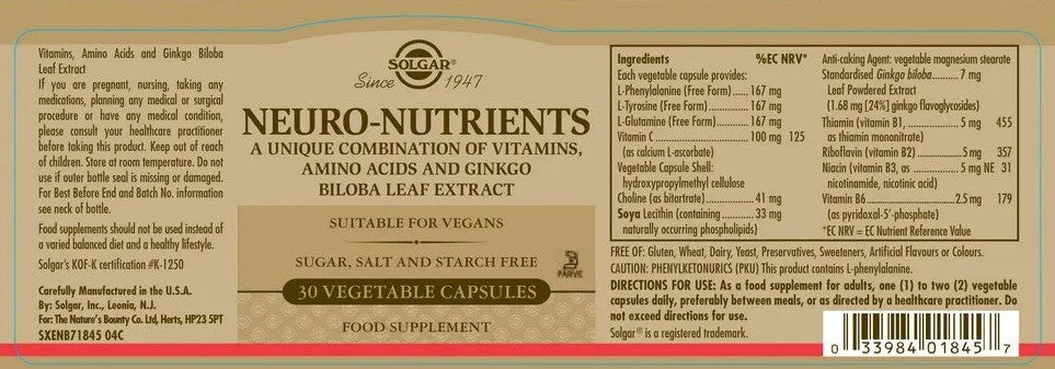 Neuro-Nutrientes 30 Cápsulas Vegetales