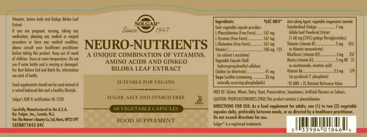 Neuro-Nutrientes 60 Cápsulas Vegetales