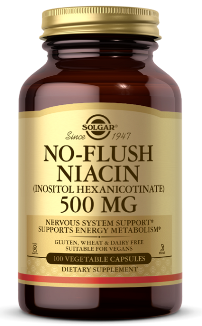 No-Flush Niacin 500 mg Vitamin B3 Vegetable Capsules - front 2