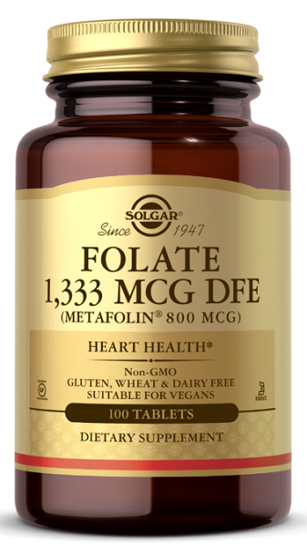 Solgar Folate 1,333 mcg DFE (Metafolina 800 mcg) 100 tablets defef.