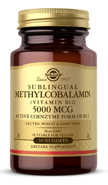Solgar's Vitamin B-12 5000mcg Methylcobalamin 30 nuggets is a highly effective supplement that provides the brain with essential B-12 vitamins.