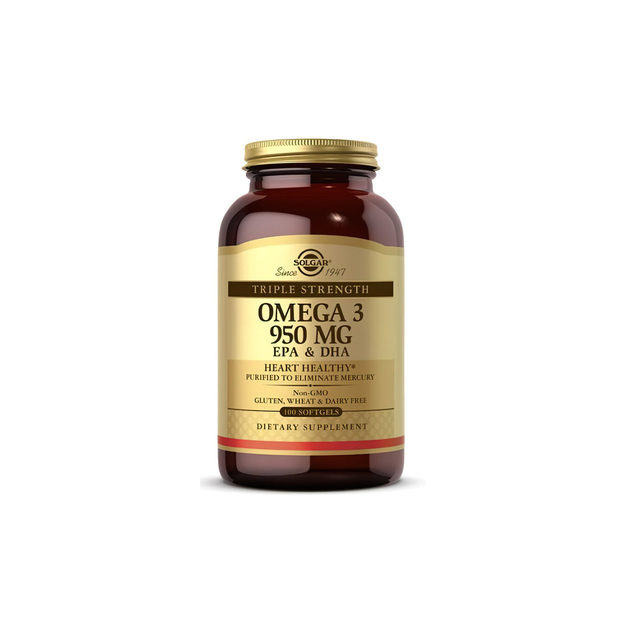 Dreifache stärke OMEGA-3 950 mg 100 Weichkapseln Solgar