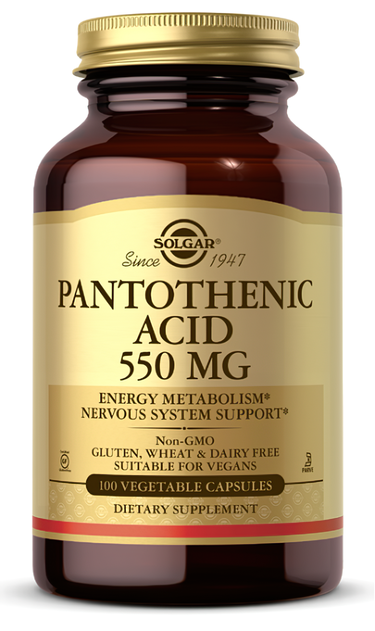 Pantothenic Acid 550 mg 100 Vegetable Capsules - front 2