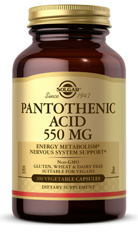 Thumbnail for Pantothenic Acid 550 mg 100 Vegetable Capsules - front 2