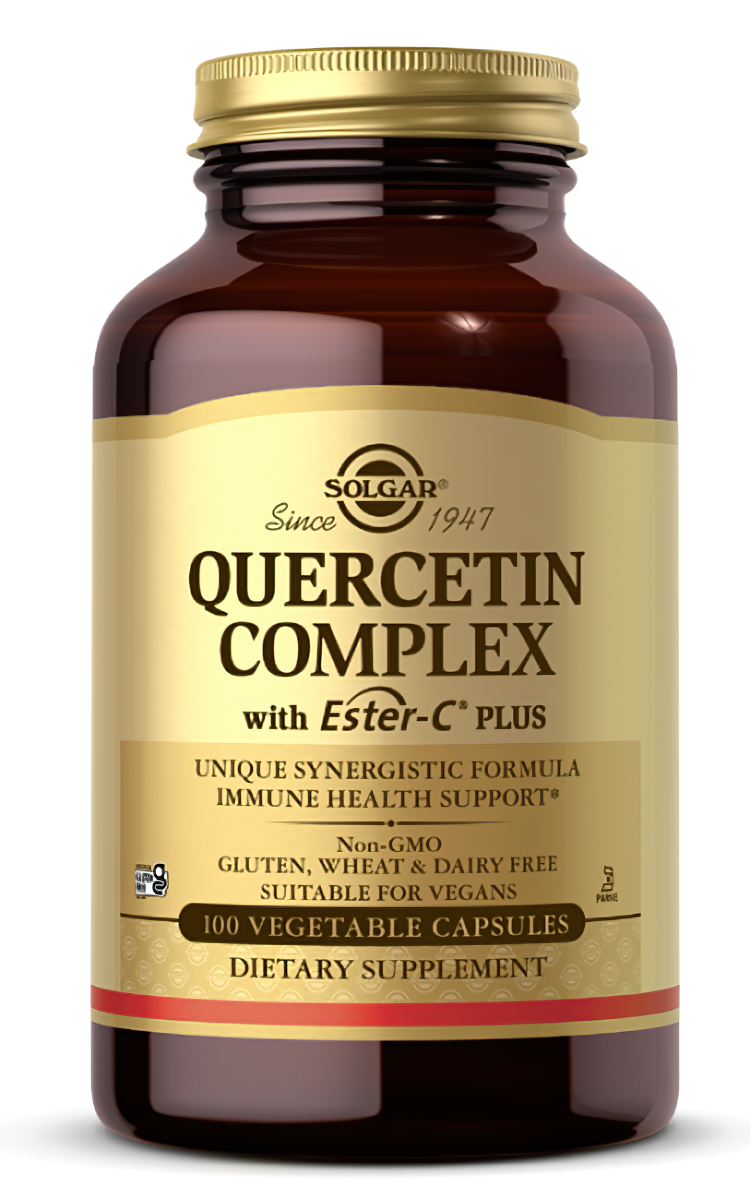 Boost immune health with our Solgar Quercetin Complex with Ester-C Plus vegetable capsules. Experience the benefits of this powerful blend - the ideal combination of Quercetin Complex and ethyl c-plus.