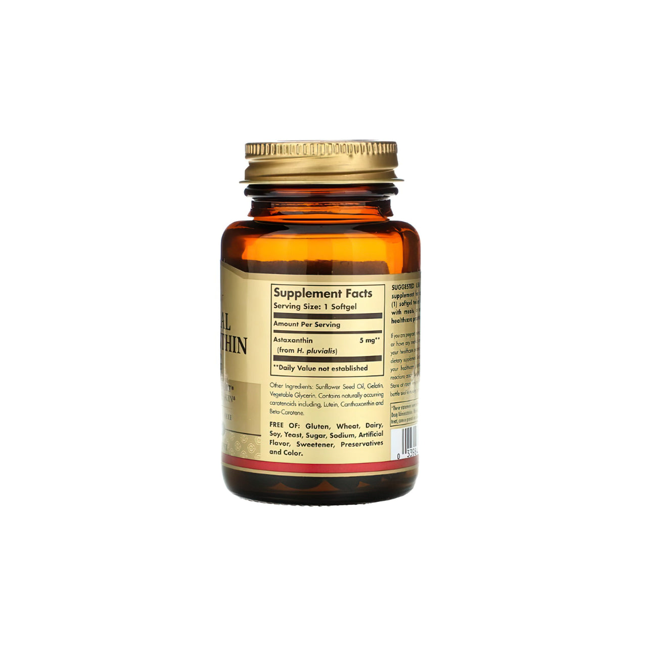 Natural Astaxanthi 5 mg 30 softgel - supplement facts