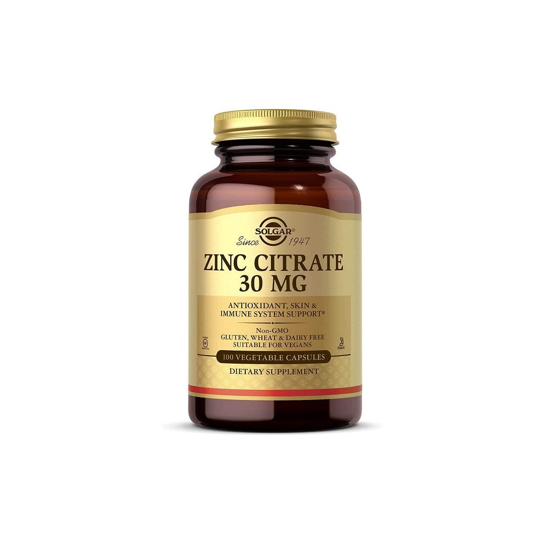Zinc Citrate 30 mg 100 Vegetable Capsules - front