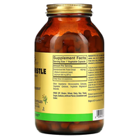 Thumbnail for A bottle of Solgar's FP Milk Thistle features a label that highlights its liver health benefits, displaying supplement facts on the side, and contains 100 vegetable capsules each filled with 450 mg of silymarin.