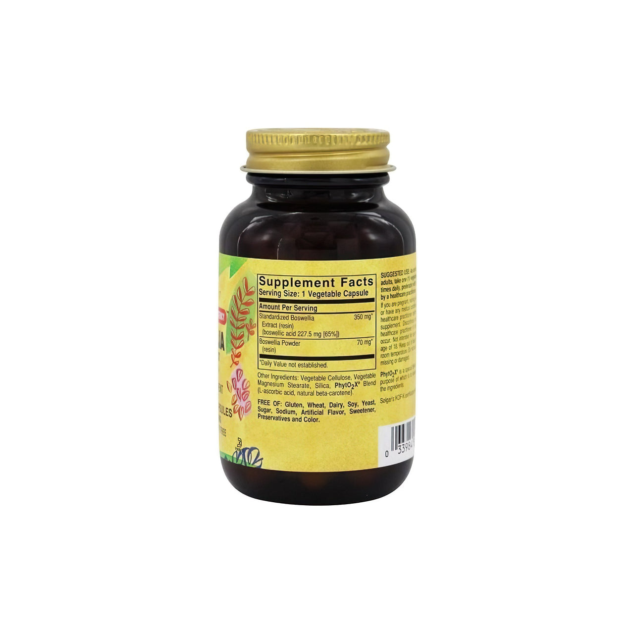 SFP Boswellia Resin Extract 60 Vegetable Capsules - supplement facts