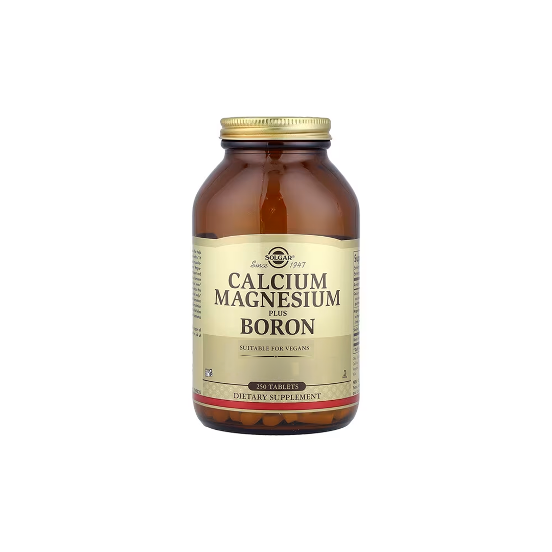 Solgar Calcium Magnesium plus Boron 250 Tablets is a vegan dietary supplement—an ideal calcium, magnesium, and boron supplement for a busy lifestyle.