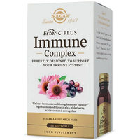 Thumbnail for Solgar Ester-C Plus Immune Complex 60 Softgels—food supplement with vitamin C, elderberry, echinacea, and astragalus to support immunity; sugar and starch free.