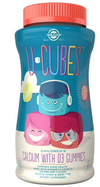 U-Cubes Childrens Calcium with D3 gummies - front 2
