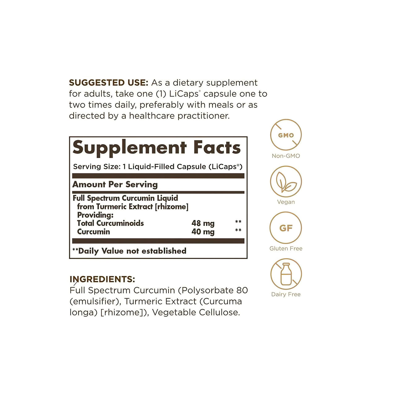 The back of a Solgar supplement label with information about the ingredients.
