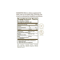Thumbnail for A supplement label displays nutritional facts for Solgar Triple Strength Glucosamine Chondroitin MSM tablets, serving instructions, and dietary symbols including gluten-free.