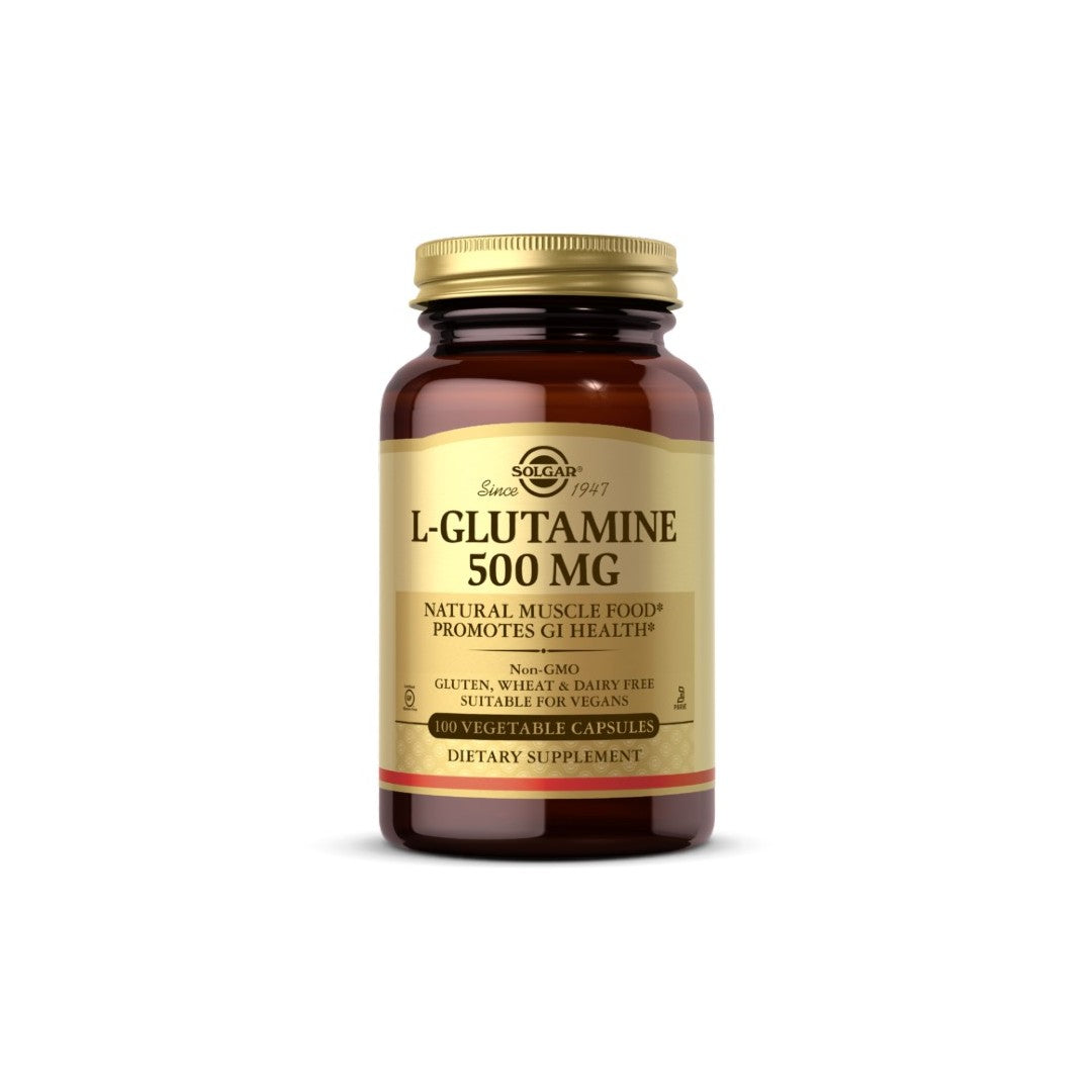 L-Glutamine 500 mg 100 Vegetable Capsules - front
