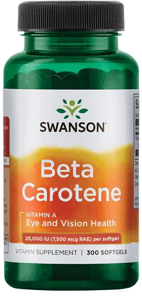 Beta-Carotene - 25000 IU 300 softgels dietary supplement from Swanson.