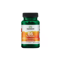 Thumbnail for A 100-capsule bottle of Swanson Vitamin B6 Pyridoxine (100 mg each), promotes energy metabolism and cardiovascular support, in a green container.