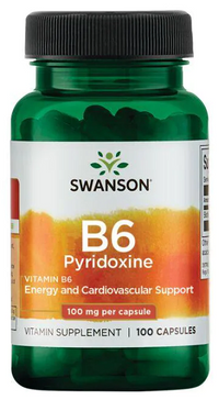 Thumbnail for Swanson Vitamin B6 Pyridoxine - 100 mg 100 capsules promote cardiovascular wellness.