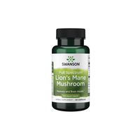 Thumbnail for The Swanson Lion's Mane Mushroom supplement contains 60 capsules, each with 500 mg, inspired by traditional Asian medicine for memory and cognitive function.