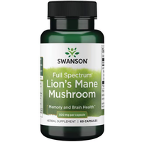 Thumbnail for Swanson's Lion's Mane Mushroom 500 mg 60 Capsules, celebrated in traditional Asian medicine, supports memory and cognitive function with each capsule containing potent mushroom extract to enhance brain health.