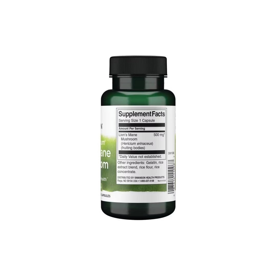 Lions Mane Mushroom - 500 mg 60 capsules - supplement facts