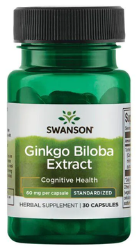 Thumbnail for Swanson Ginkgo Biloba Extract 24% - 60 mg 30 capsules.