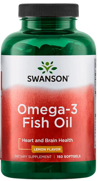 Thumbnail for A bottle of Swanson Omega-3 Fish Oil - Lemon Flavor - 150 softgels.
